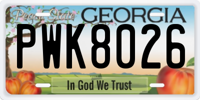 GA license plate PWK8026