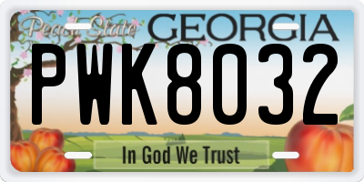 GA license plate PWK8032