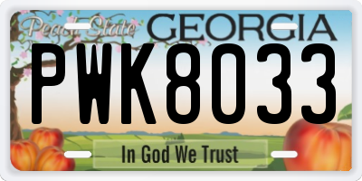 GA license plate PWK8033