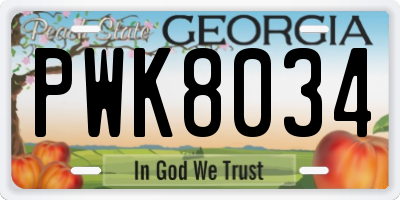 GA license plate PWK8034