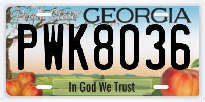 GA license plate PWK8036