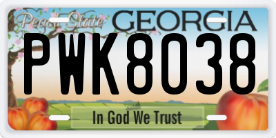 GA license plate PWK8038