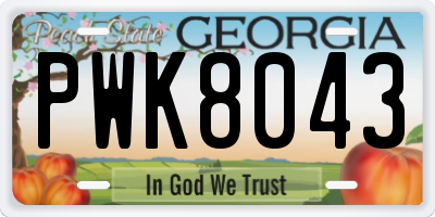 GA license plate PWK8043