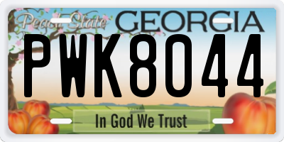 GA license plate PWK8044