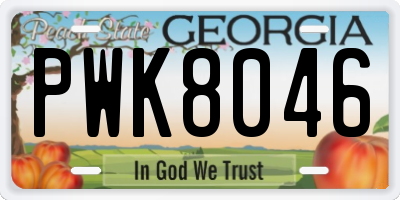 GA license plate PWK8046