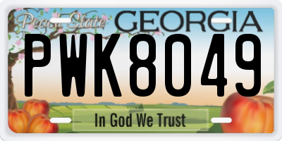 GA license plate PWK8049