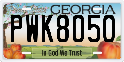 GA license plate PWK8050