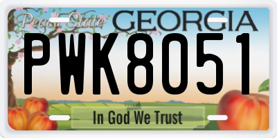 GA license plate PWK8051