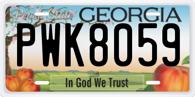 GA license plate PWK8059