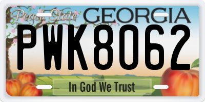GA license plate PWK8062