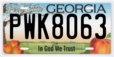 GA license plate PWK8063