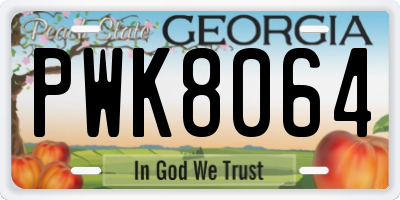 GA license plate PWK8064