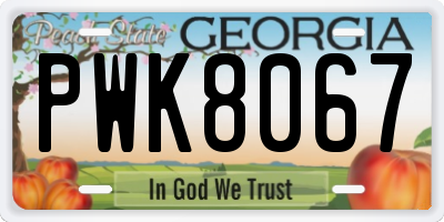 GA license plate PWK8067