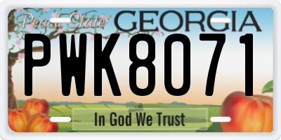GA license plate PWK8071