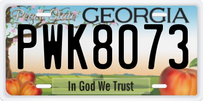 GA license plate PWK8073