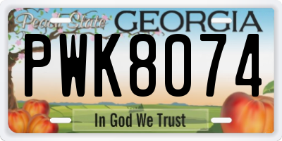 GA license plate PWK8074