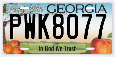 GA license plate PWK8077