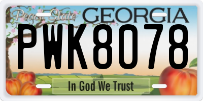 GA license plate PWK8078