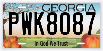 GA license plate PWK8087