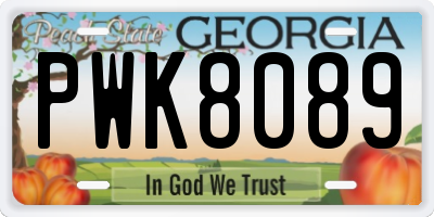 GA license plate PWK8089