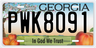 GA license plate PWK8091