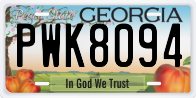 GA license plate PWK8094