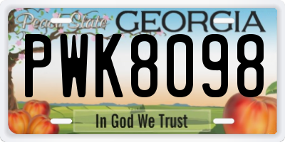 GA license plate PWK8098