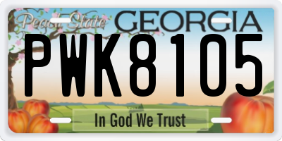 GA license plate PWK8105