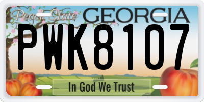 GA license plate PWK8107