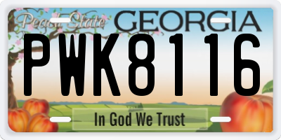 GA license plate PWK8116