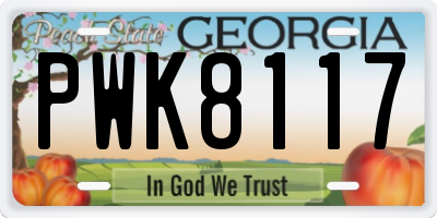 GA license plate PWK8117