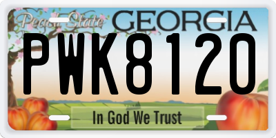 GA license plate PWK8120
