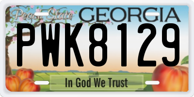 GA license plate PWK8129