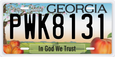 GA license plate PWK8131