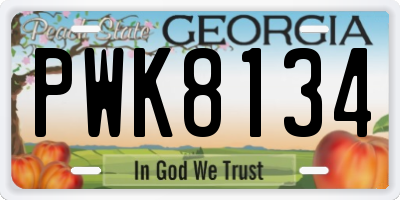GA license plate PWK8134