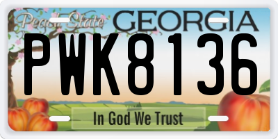 GA license plate PWK8136