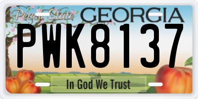 GA license plate PWK8137