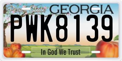 GA license plate PWK8139