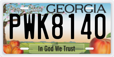 GA license plate PWK8140