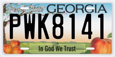 GA license plate PWK8141