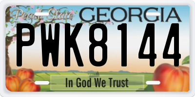 GA license plate PWK8144