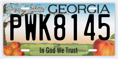 GA license plate PWK8145