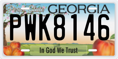 GA license plate PWK8146