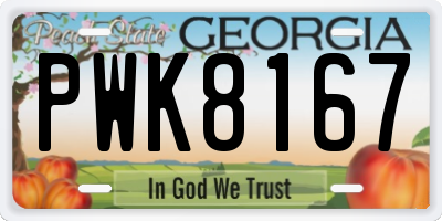 GA license plate PWK8167