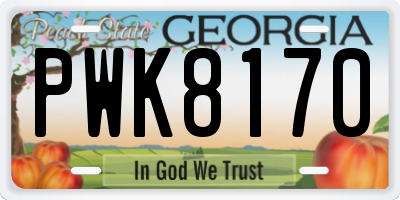 GA license plate PWK8170