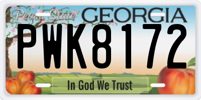GA license plate PWK8172