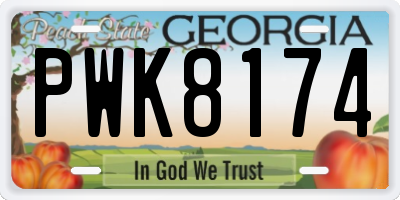 GA license plate PWK8174