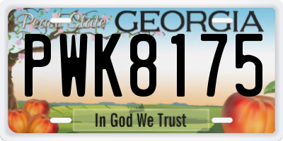 GA license plate PWK8175