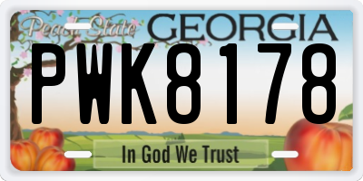 GA license plate PWK8178