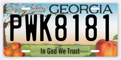 GA license plate PWK8181